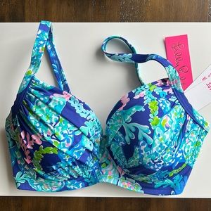 NWT Lilly Pulitzer Kailene Bikini Top in Corsica Blue Turtle Villa